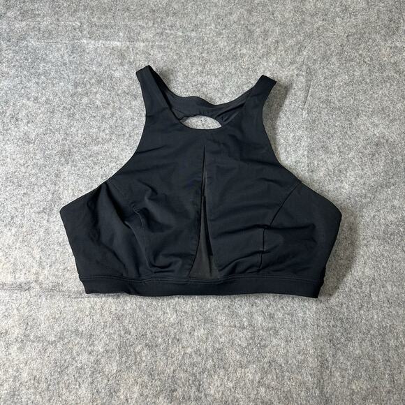 Lululemon Sports Bra Womens 4 Black High Neck Mesh Cut Out Open Back Athletic - Picture 1 of 5